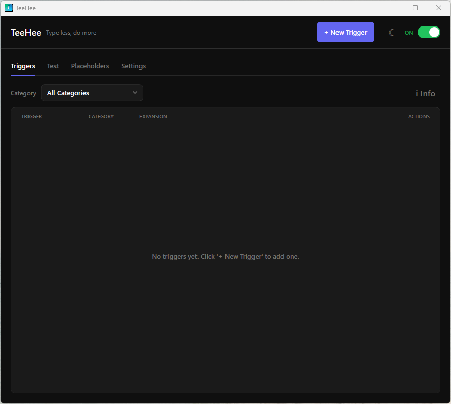 TeeHee in dark theme